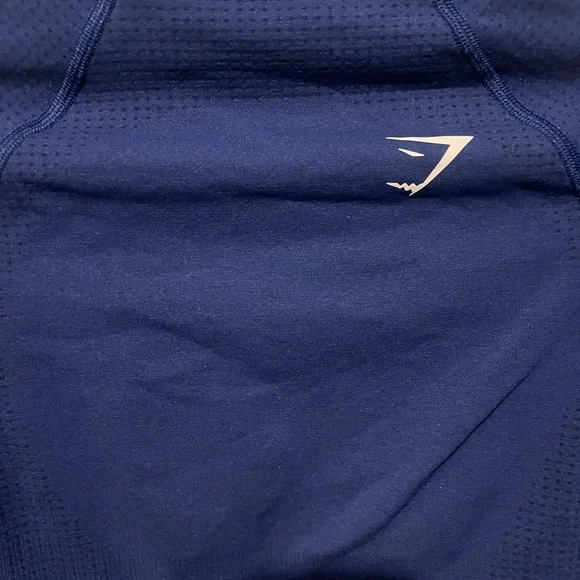 Gymshark Vital Seamless 2.0 High Neck Midi Crop Top in stellar blue marl - Picture 3 of 6